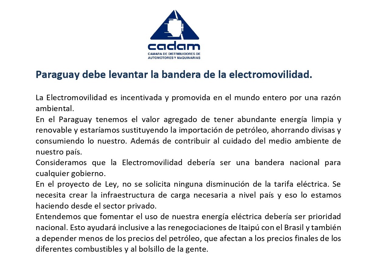 Paraguay debe levantar la bandera de la electromovilidad